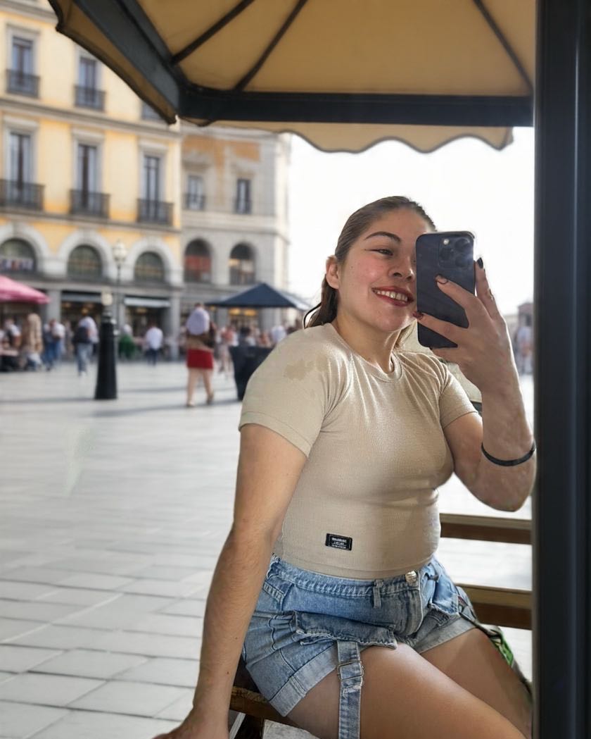 A real girl taking a selfie — the kind of person you meet in a ChatMate video chat